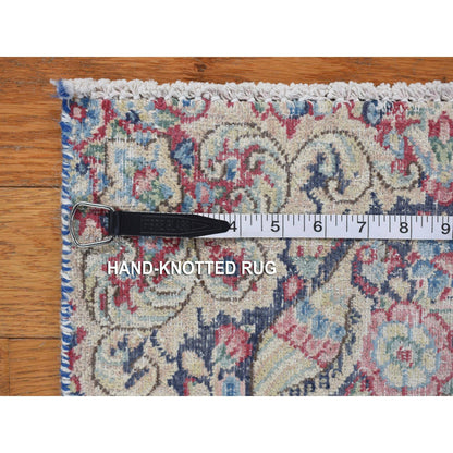 Overdyed & Vintage Wool Hand Knotted Rug Blue No Border 1.5X1.6 -O078121