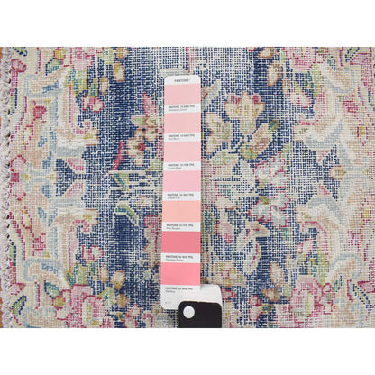 Overdyed & Vintage Wool Hand Knotted Rug Blue No Border 1.6X1.7 -O078122