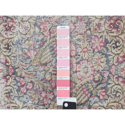 Overdyed & Vintage Wool Hand Knotted Rug Blue Beige 1.8X1.9 -O078124