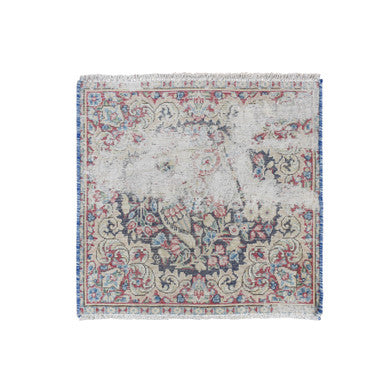 Overdyed & Vintage Wool Hand Knotted Rug Blue Beige 1.7X1.8 -O078125
