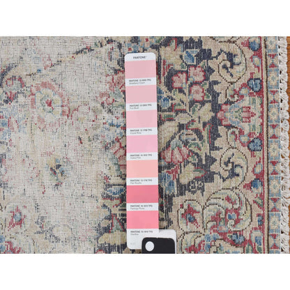 Overdyed & Vintage Wool Hand Knotted Rug Blue Beige 1.7X1.8 -O078125