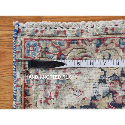 Overdyed & Vintage Wool Hand Knotted Rug Blue Beige 1.7X2.2 -O078126