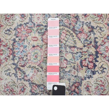 Overdyed & Vintage Wool Hand Knotted Rug Blue Beige 1.9X1.9 -O078127