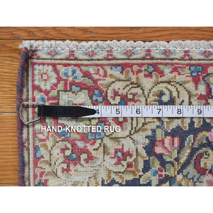Overdyed & Vintage Wool Hand Knotted Rug Blue Beige 1.9X1.9 -O078127