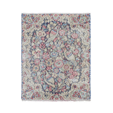 Overdyed & Vintage Wool Hand Knotted Rug Blue No Border 1.6X2.0 -O078128