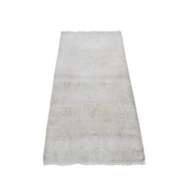 Overdyed & Vintage Wool Hand Knotted Rug Brown No Border 1.10X3.10 -O078130