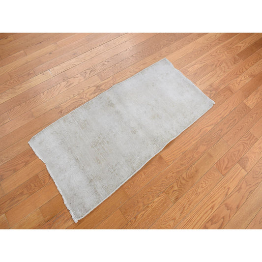 Overdyed & Vintage Wool Hand Knotted Rug Brown No Border 1.10X3.10 -O078130