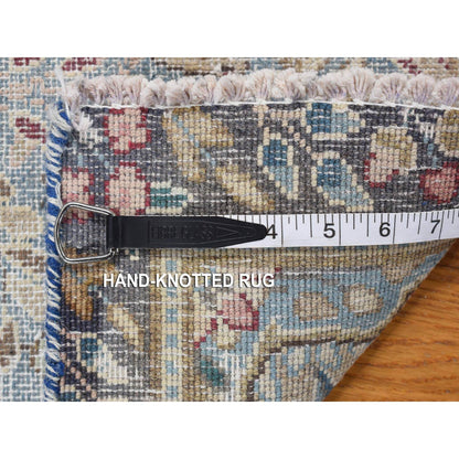 Overdyed & Vintage Wool Hand Knotted Rug Blue Gray 1.9X3.7 -O078133