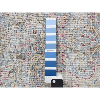 Overdyed & Vintage Wool Hand Knotted Rug Blue Gray 1.9X3.7 -O078135