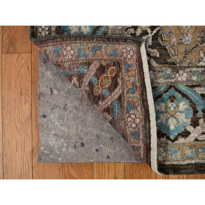 Transitional Wool & Silk Hand Knotted Rug Brown Blue 8.3X9.9 -O078140