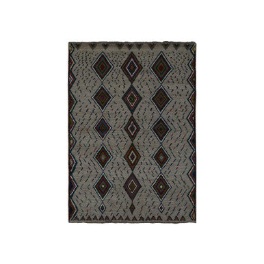 Tribal & Geometric Wool Hand Knotted Rug Brown No Border 3.10X5.8 -O078141