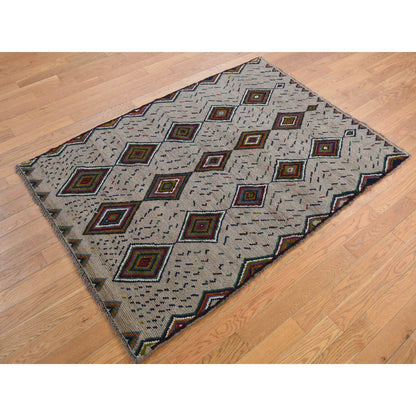 Tribal & Geometric Wool Hand Knotted Rug Brown No Border 3.10X5.8 -O078141