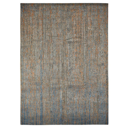 Modern and Contemporary Wool & Silk Hand Knotted Rug Blue No Border 8.10X12.2 -O078142