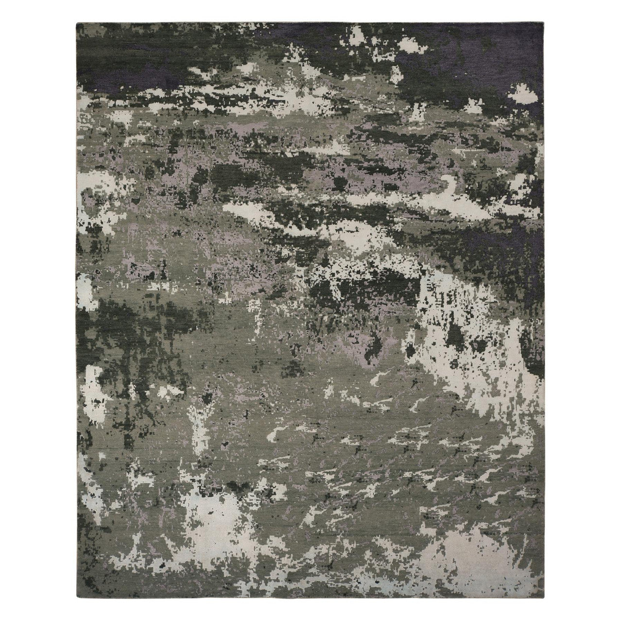 Gray 8'0" x 9'10" Modern and Contemporary Hand knotted Wool/Silk Rug - Sku: O078144