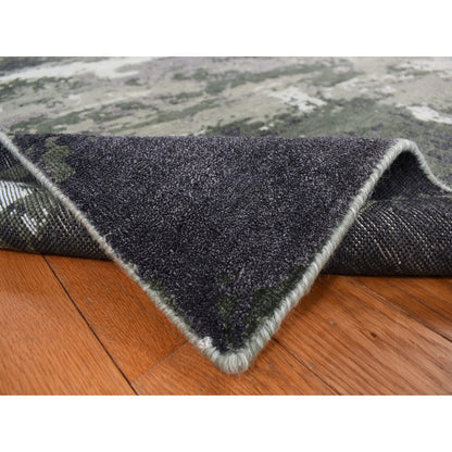 Modern and Contemporary Wool & Silk Hand Knotted Rug Grey No Border 8.0X9.10 -O078144