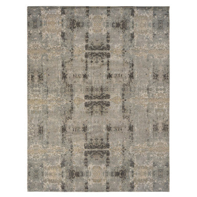 Modern and Contemporary Wool & Silk Hand Knotted Rug Grey No Border 9.0X11.7 -O078146