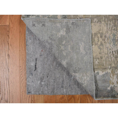 Modern and Contemporary Wool & Silk Hand Knotted Rug Grey No Border 9.0X11.7 -O078146