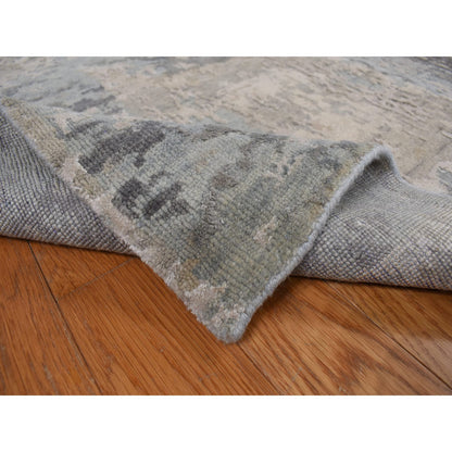 Modern and Contemporary Wool & Silk Hand Knotted Rug Grey No Border 9.0X11.7 -O078146