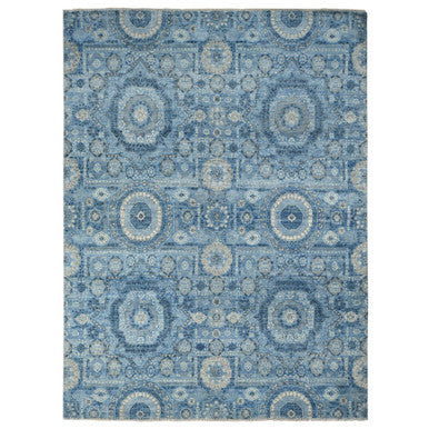 Mamluk Silk Hand Knotted Rug Blue No Border 9.0X12.4 -O078147