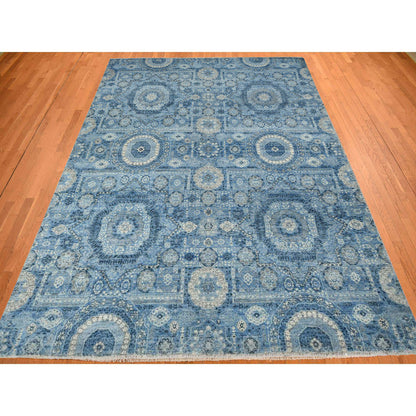 Mamluk Silk Hand Knotted Rug Blue No Border 9.0X12.4 -O078147