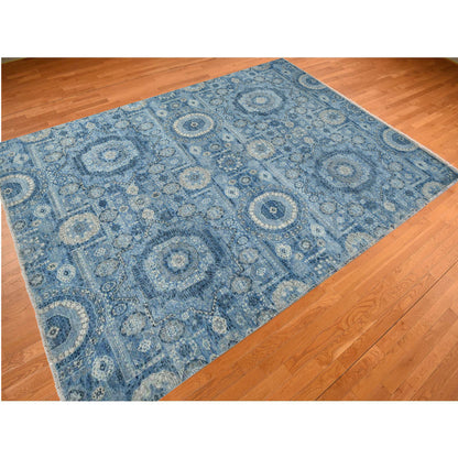 Mamluk Silk Hand Knotted Rug Blue No Border 9.0X12.4 -O078147