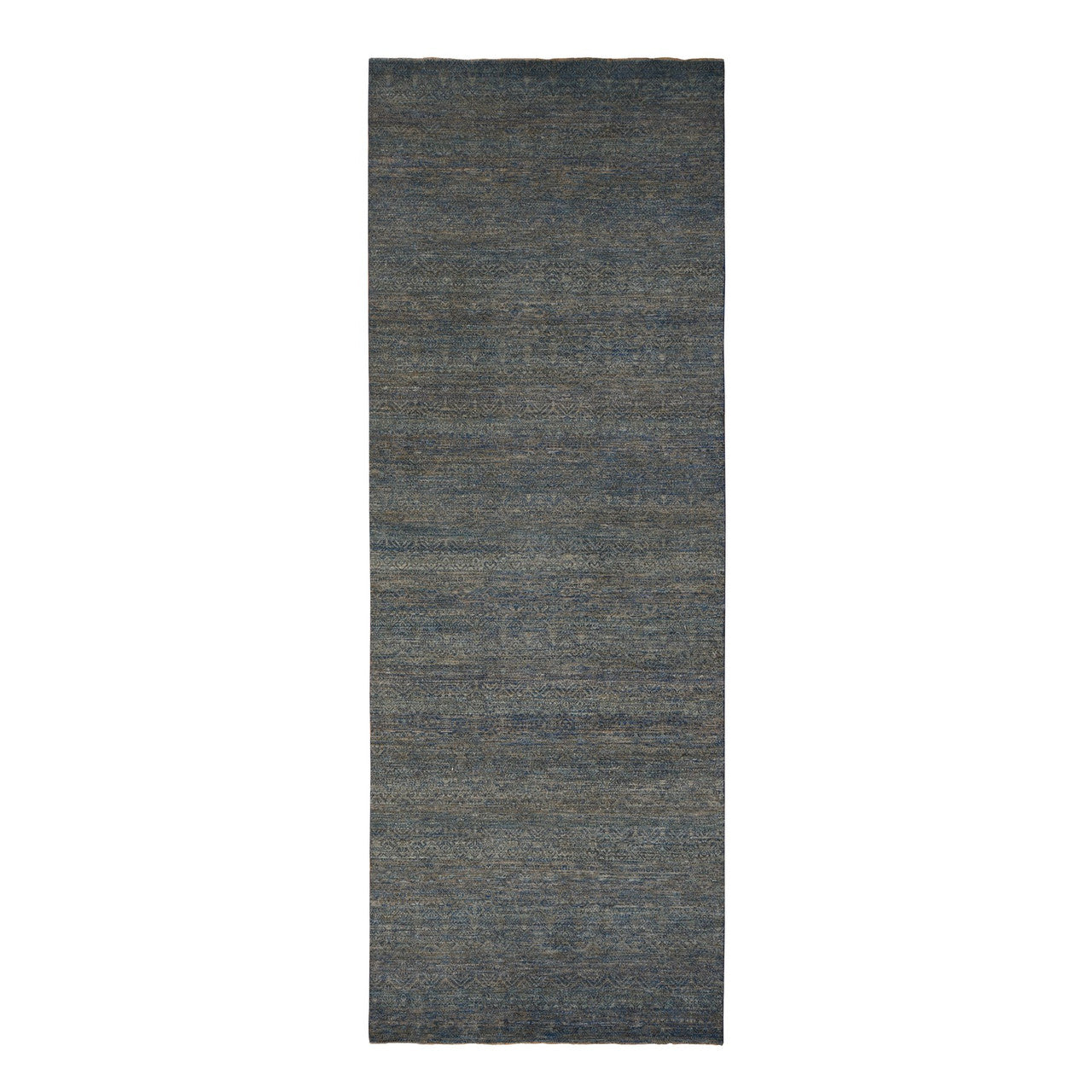 Blue 5'0" x 14'0" Modern and Contemporary Hand knotted Wool Rug - Sku: O078148