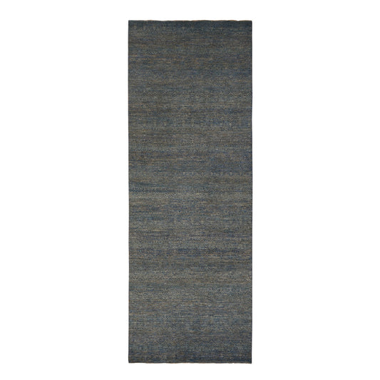 Modern and Contemporary Wool Hand Knotted Rug Blue No Border 5.0X14.0 -O078148
