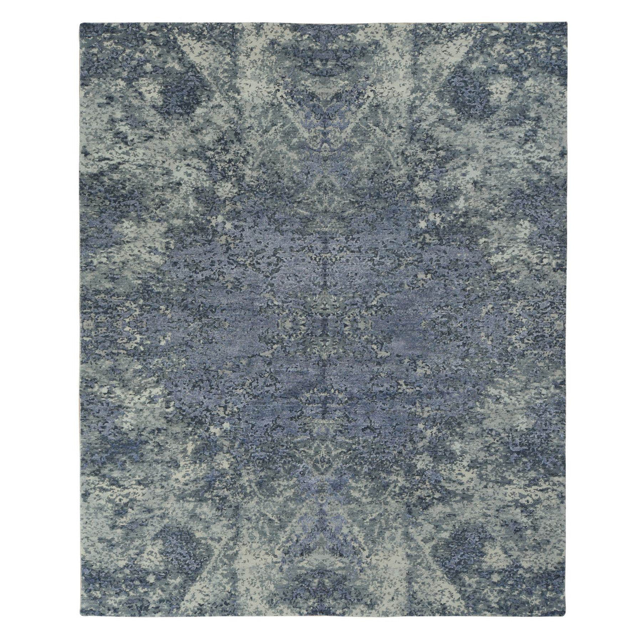 Purple 8'0" x 9'8" Modern and Contemporary Hand knotted Wool/Silk Rug - Sku: O078150