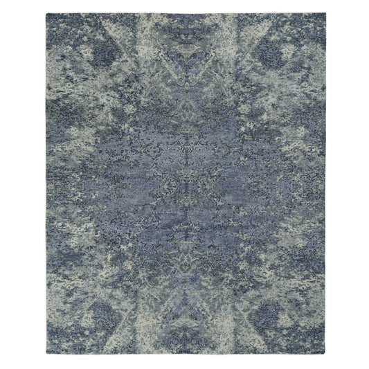 Modern and Contemporary Wool & Silk Hand Knotted Rug Purple No Border 8.0X9.8 -O078150