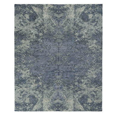 Modern and Contemporary Wool & Silk Hand Knotted Rug Purple No Border 8.0X9.8 -O078150