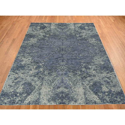 Modern and Contemporary Wool & Silk Hand Knotted Rug Purple No Border 8.0X9.8 -O078150