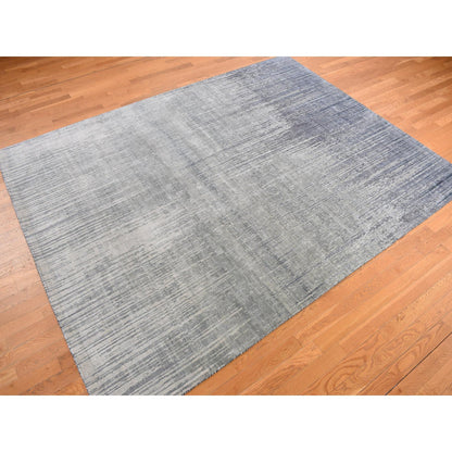 Modern and Contemporary Wool & Silk Hand Knotted Rug Grey No Border 8.0X10.4 -O078155