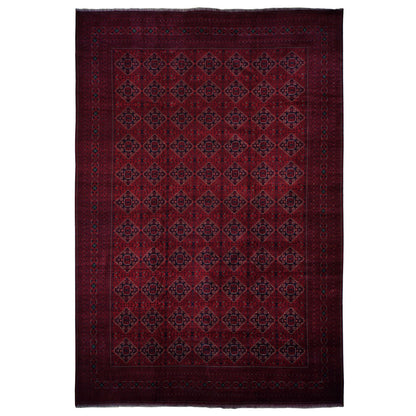 Tribal & Geometric Wool Hand Knotted Rug Red Red 13.1X19.9 -O078157