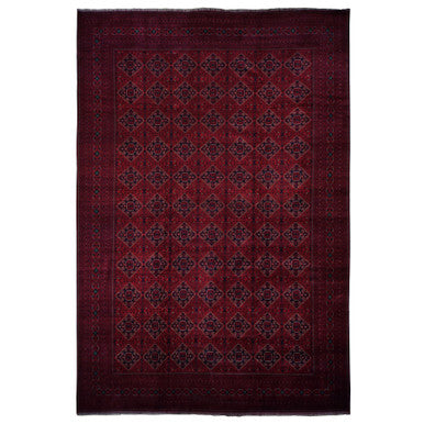 Tribal & Geometric Wool Hand Knotted Rug Red Red 13.1X19.9 -O078157