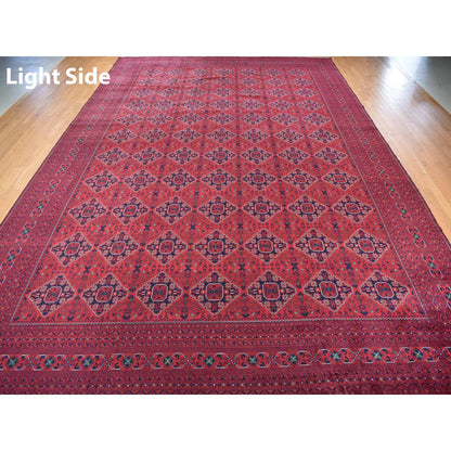 Tribal & Geometric Wool Hand Knotted Rug Red Red 13.1X19.9 -O078157