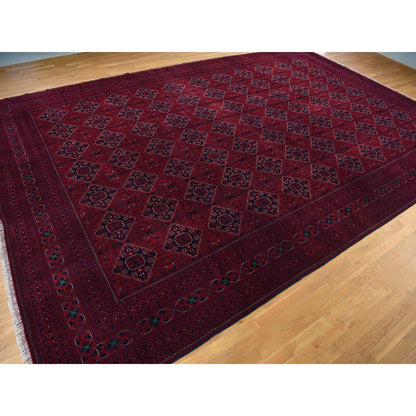 Tribal & Geometric Wool Hand Knotted Rug Red Red 13.1X19.9 -O078157