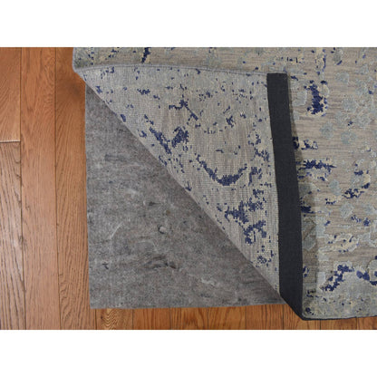 Transitional Wool & Silk Hand Knotted Rug Blue No Border 8.8X12.1 -O078158