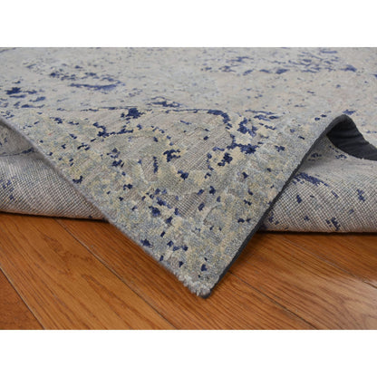 Transitional Wool & Silk Hand Knotted Rug Blue No Border 8.8X12.1 -O078158