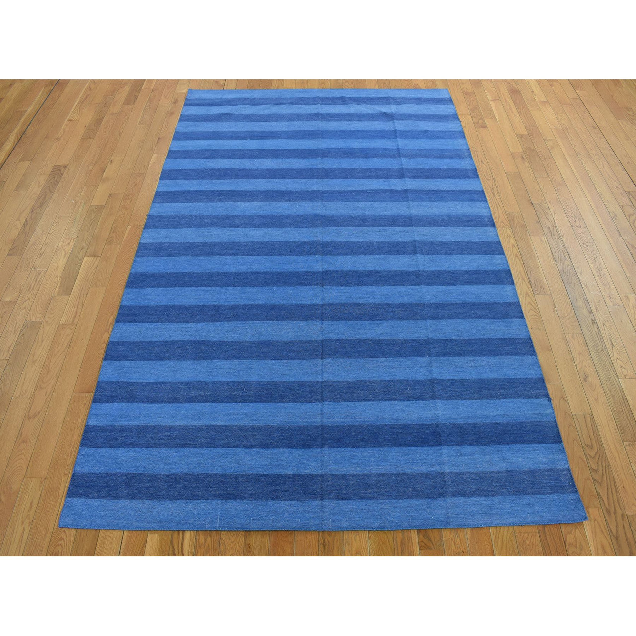 Fine Oriental Cotton Hand Woven Rug Blue No Border 6.0X9.0 -O078159