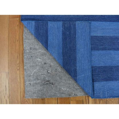 Flat Weave Cotton Hand Woven Rug Blue No Border 6.0X9.3 -O078160