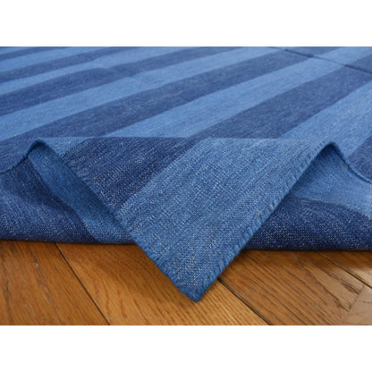 Flat Weave Cotton Hand Woven Rug Blue No Border 6.0X9.3 -O078160