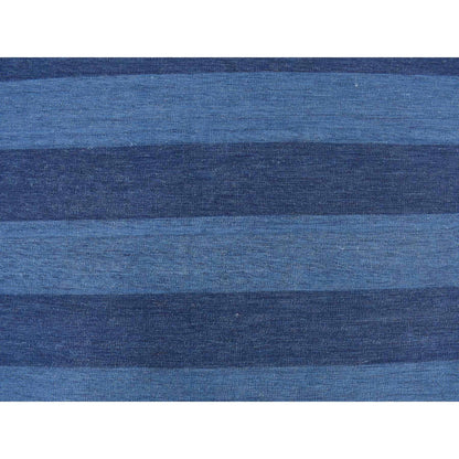 Flat Weave Cotton Hand Woven Rug Blue No Border 6.0X9.3 -O078160