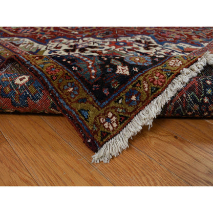 Antique Wool Hand Knotted Rug Red Blue 8.3X11.9 -O078162