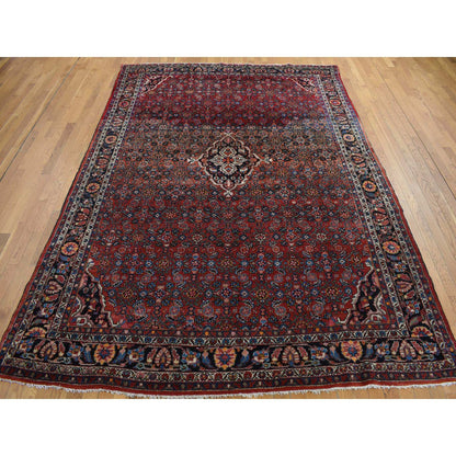 Tribal & Geometric Wool Hand Knotted Rug Red Blue 8.5X11.3 -O078163