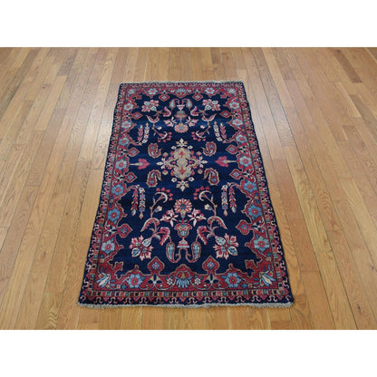 Antique Wool Hand Knotted Rug Blue Blue 2.10X3.10 -O078164