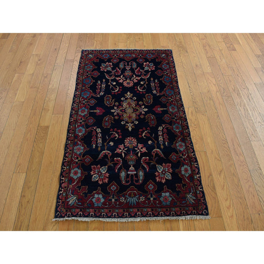 Antique Wool Hand Knotted Rug Blue Blue 2.10X3.10 -O078164