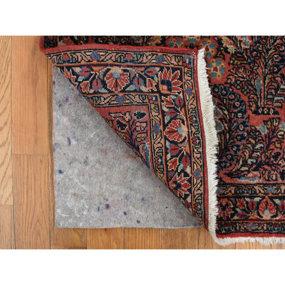 Antique Wool Hand Knotted Rug Red Blue 2.1X4.0 -O078168