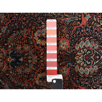 Antique Wool Hand Knotted Rug Red Blue 2.1X4.0 -O078168