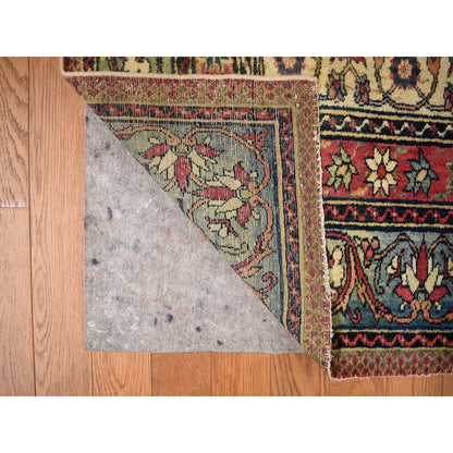 Antique Wool Hand Knotted Rug Red Blue 11.1X15.4 -O078174