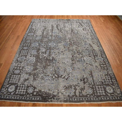 Modern and Contemporary Wool & Silk Hand Knotted Rug Brown No Border 9.1X11.10 -O078176
